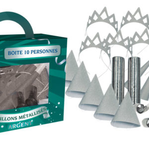Cotillons mÈtallisÈs - argent - boÓte 10 personnes