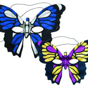 Loup tissu papillon - 2 couleurs assorties (bleu / argent et rose / or)