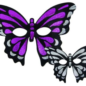 Loup tissu pailletÈ papillon - 2 couleurs assorties (rose et argent)