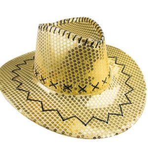 Chapeau cow boy sequins adulte - or