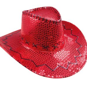 Chapeau cow boy sequins adulte - rouge