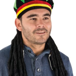 BÈret rasta en velours avec dreadlocks adulte