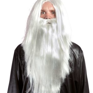 Perruque et barbe mage - blanc