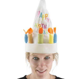 Chapeau velours g‚teau d'anniversaire adulte - musical et dansant (piles incluses)