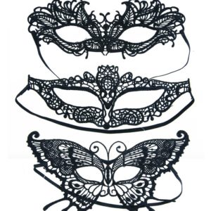 Loup tissu "dentelle" - noir - 3 assortis