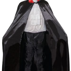 Cape tissu polyester satinÈ - noir - col rouge - 1.40 m (+ col)