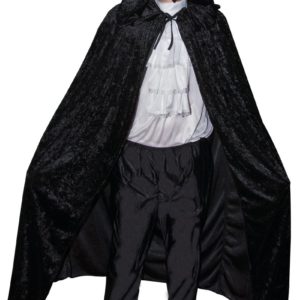 Cape tissu velours avec capuche - noir - 1.40 m (+ capuche)