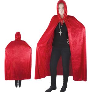 Cape tissu velours avec capuche - rouge - 1.40 m (+ capuche)