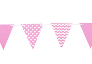 Guirlande papier - 24 flammes R/V 15 x 18 cm - rose - 3.6 m