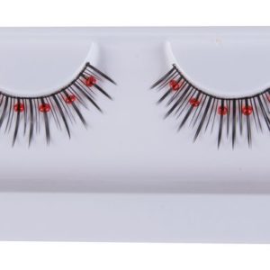 Faux cils - noir - perles rouges - la paire (colle incluse)