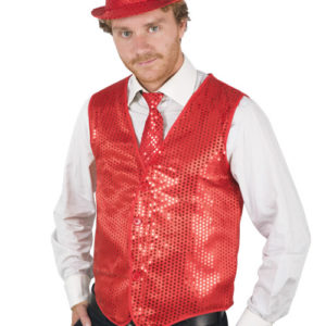 Gilet sans manches - sequins - rouge - taille unique