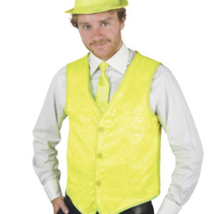 Gilet sans manches - sequins - jaune fluo - taille unique