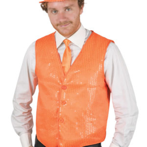Gilet sans manches - sequins - orange fluo - taille unique