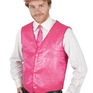 Gilet sans manches - sequins - rose fluo - taille unique