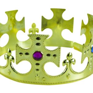 Couronne de roi "croix" - plastique - or et fausses pierres (livrÈe ‡ plat)