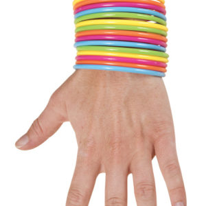 Bracelet jonc x 15 - rose, orange, jaune, vert et bleu