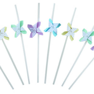 Paille moulin ‡ vent papier - sachet de 8 - multicolore - h. 25 cm