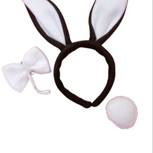 Set de lapin - noir et blanc - serre-tÍte, queue et núud papillon