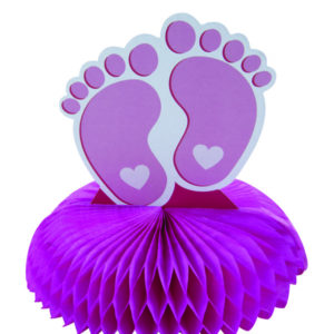 DÈcoration papier ‡ poser - pied - rose - h. 13 cm