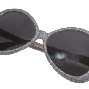 Lunettes plastique paillettes - disco - argent