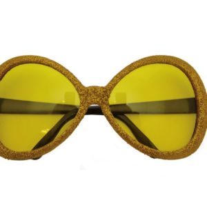 Lunettes plastique paillettes - disco - or