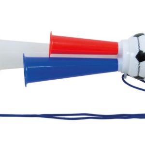 Trompette en plastique 3 cornes - ballon de football - bleu, blanc et rouge