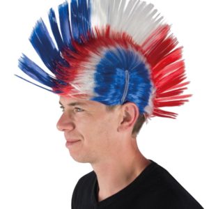 Perruque crÍte de punk - bleu, blanc et rouge