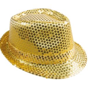 Chapeau tissu sequins adulte - Borsalino - or