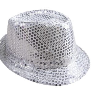 Chapeau tissu sequins adulte - Borsalino - argent