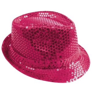 Chapeau tissu sequins adulte - Borsalino - rose