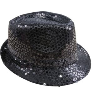 Chapeau tissu sequins adulte - Borsalino - noir