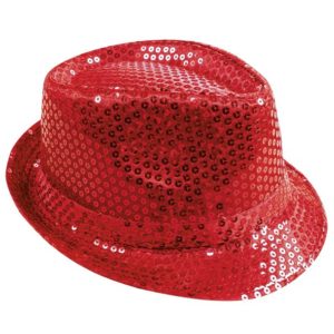 Chapeau tissu sequins adulte - Borsalino - rouge