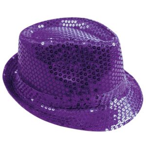Chapeau tissu sequins adulte - Borsalino - violet