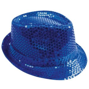 Chapeau tissu sequins adulte - Borsalino - bleu