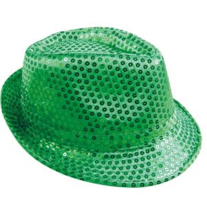 Chapeau tissu sequins adulte - Borsalino - vert