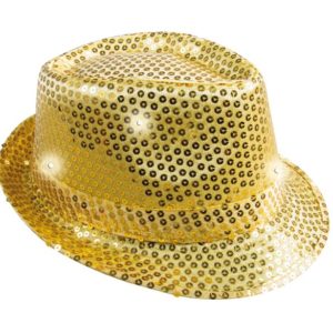 Chapeau tissu sequins lumineux adulte - Borsalino - or