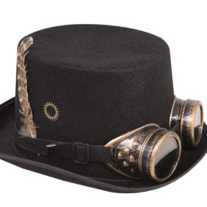 Chapeau feutre HDF steampunk adulte avec lunettes