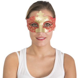 Loup vÈnitien plastique - or et rouge