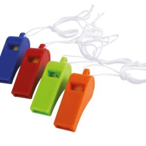Sifflet en plastique - couleurs assorties - sachet de 4