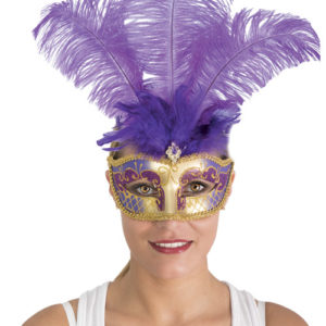 Loup vÈnitien plastique - toupet plumes - violet