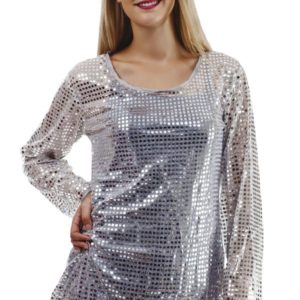 Tunique adulte femme sequins - argent -  L/XL