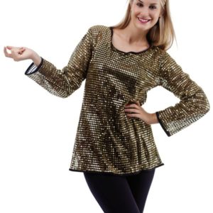 Tunique adulte femme sequins - or - S/M