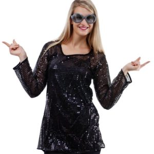 Tunique adulte femme sequins - noir - L/XL