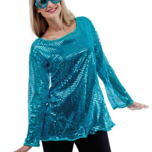 Tunique adulte femme sequins - turquoise - S/M