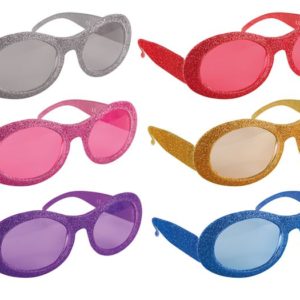 Lunettes plastique paillettes - couleurs assorties