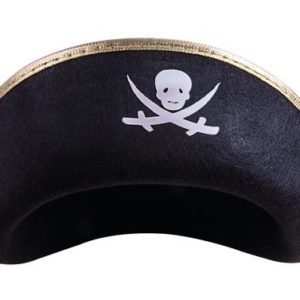 Chapeau feutre pirate adulte - noir galon or