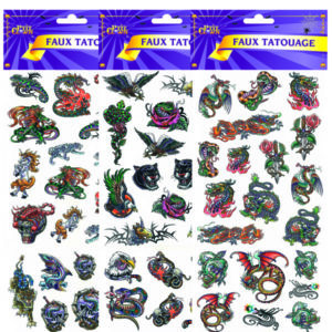 Tatouage petit modËle - grande + petite planche - 3 modËles assortis