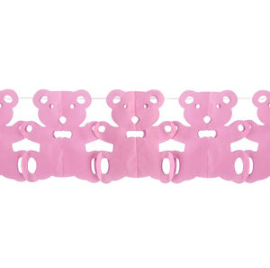 Guirlande papier ourson - rose - 15 cm x 3 m