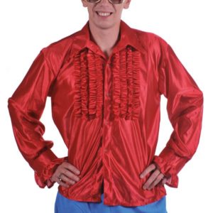 Chemise disco ‡ frous frous - rouge - S/M