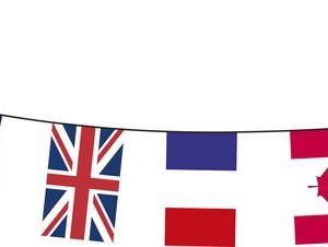 Guirlande tissu - USA / Canada / RU / France - 20 pav. 20 x 30 cm - 10 m